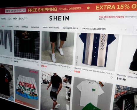 A page from the Shein website is shown in this photo, in New York in 2023.
