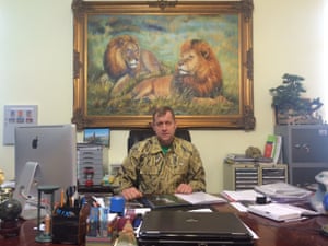 Oleg Zubkov in his office at the Taigan zoo