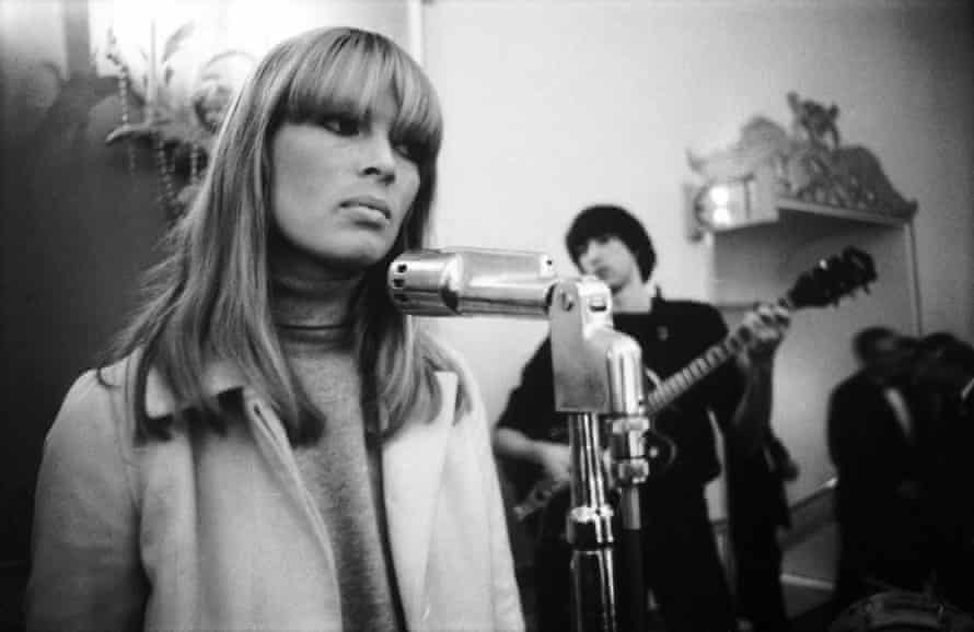 Nico and Sterling Morrison on stage at the New York Society for Clinical Psychiatry annual dinner in 1966.
