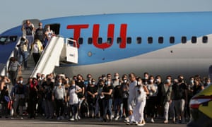 Passengers from Germany, who were frontline workers during the coronavirus outbreak, arrive on a TUI Airways flight at Kos International Airport on the island of Kos, Greece, on 29 June, 2020.