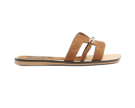 River Island Brown Suede Cut Out Strap Sandals