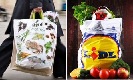 Waitrose and Lidl carrier bags