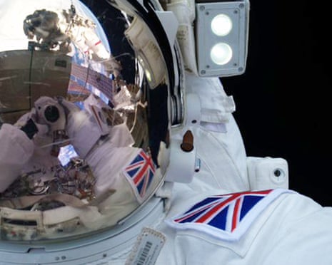 Tim Peake takes a selfie in space.