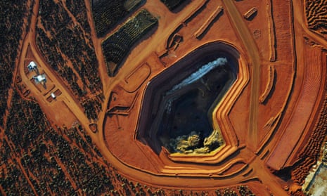Stockpiles of rare earth ore at the Mount Weld mine in Western Australia. 