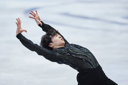 Japan’s Yuma Kagiyama sits in second place after Thursday’s short program at the world figure skating championships in Boston.