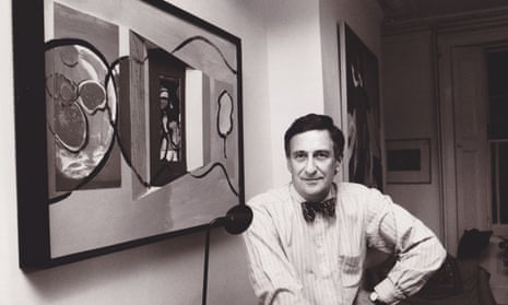 Michael Peckham in 1992 at his London home sitting by his collage Natural Connections.
