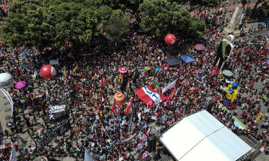 A protest against Jair Bolsonaro in Rio de Janeiro on Saturday.