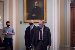 Senate minority leader Chuck Schumer arrives at the US Capitol as the Senate convenes on Tuesday.