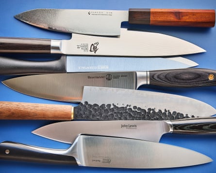 Knives still life. For feature on how to care your knives. Guardian Food Quarterly, March 2026