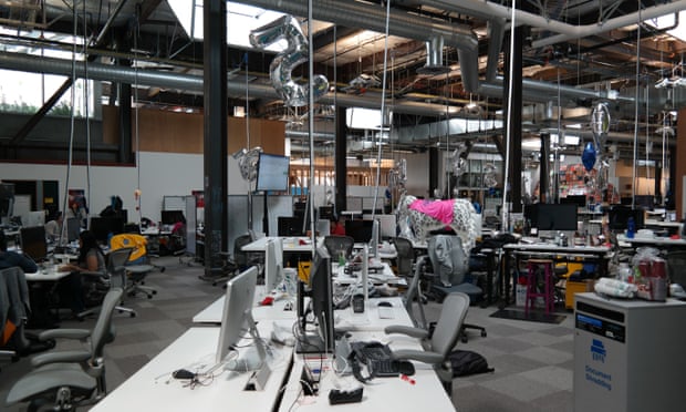 Techie jungle … lianas of cables and stuffed leopards adorn the Facebook HQ.