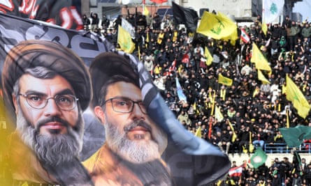 Mourners attend the funeral of Hassan Nasrallah and Hashem Safieddine