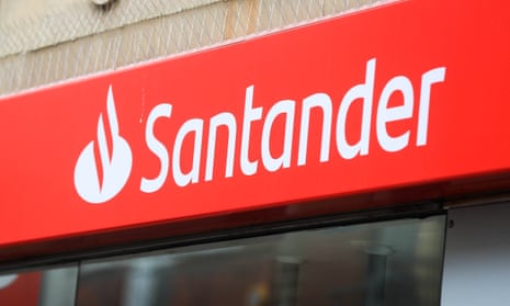 Red Santander bank sign on a branch
