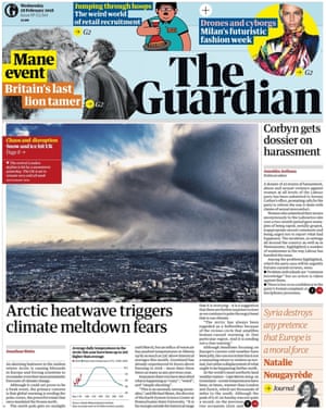 Guardian front page, Wednesday, February 28, 2018
