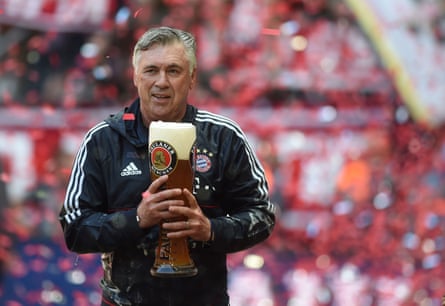 Cheers Carlo! Bayern Munich manager Ancelotti celebrates another domestic league title.
