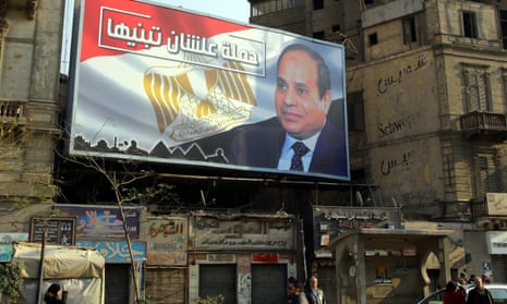 An election campaign poster in Cairo erected by supporters of the Egyptian president, Abdel Fatahh al-Sisi.
