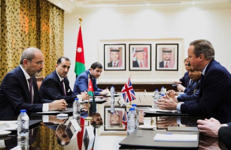 The Jordanian foreign minister, Ayman Safadi,meeting David Cameron in Amman, Jordan, this morning.