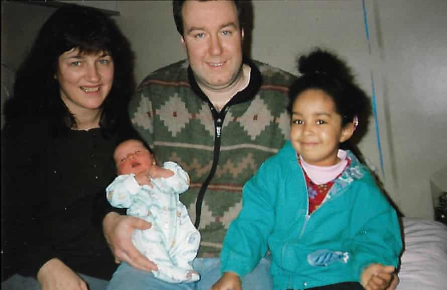 Georgina Lawton with her father, mother and brother, 1996.