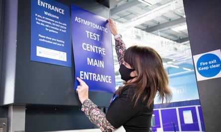 A mass testing centre is set up at the sports complex at St Andrews University.