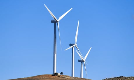 Turbines are seen at a wind farm east of Canberra, Australia
