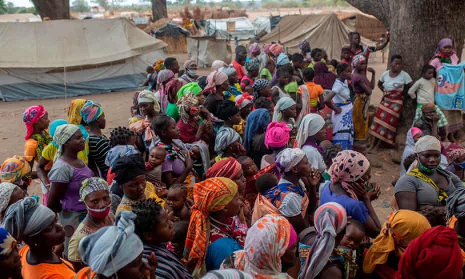 Displaced women fleeing violence in Cabo Delgado province at the Centro Agrario de Napala in Mozambique.