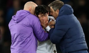 Tottenham’s Son Heung-min was in tears after the injury to André Gomes