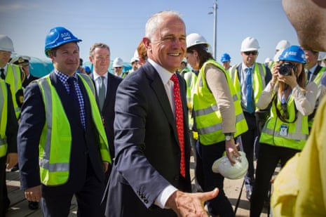 Prime minister Malcolm Turnbull meets with shipbuilders at ASC shipbuilding facility after naming France as the winner of the $50bn submarine build in 2016.