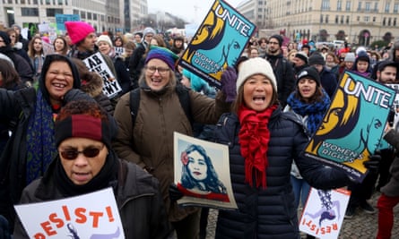 Ein Marsch für Frauenrechte in Berlin, Deutschland, Januar 2018