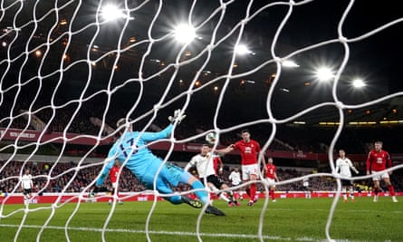 Wout Weghorst scores his first Manchester United goal against Nottingham Forest