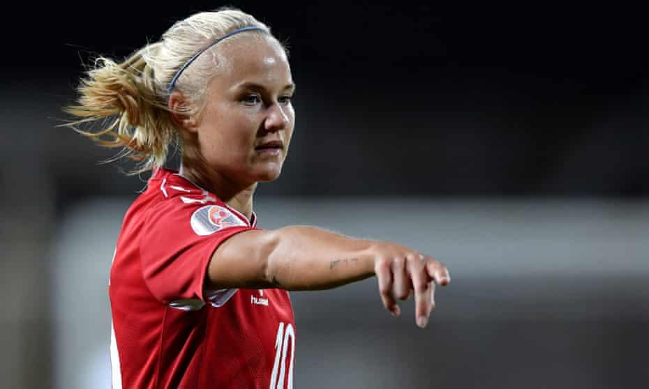 Pernille Harder of Denmark pictured during a Euro 2022 qualifier against Italy in Empoli last October. Denmark won 3-1