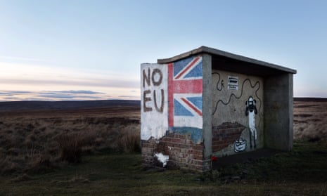 A pro-Brexit mural on the North Yorkshire moors.