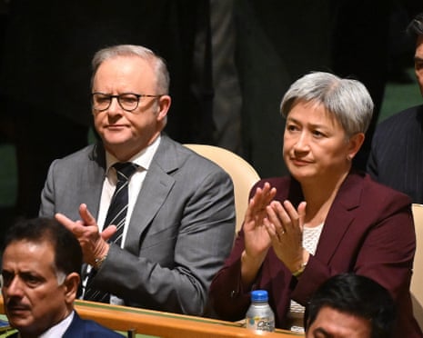 Anthony Albanese e Penny Wong na Assembléia Geral da ONU em Nova York