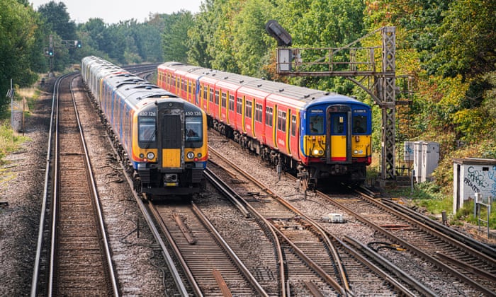 A picture of commuter trains travelling from Wimbledon , south west London before the strikes on Wednesday.