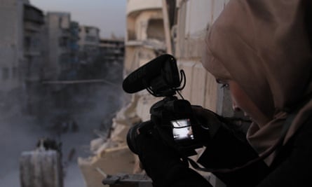 Al-Kateab filming in Aleppo during the civil war.