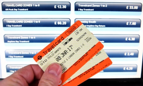 Increased new year rail fares at a ticket machine in London.