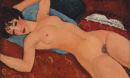 Modigliani’s Reclining Nude from 1917-1918 … he portrays these women as erotic subjects in control of their own sexuality, fully able to answer the male gaze with desire of their own.