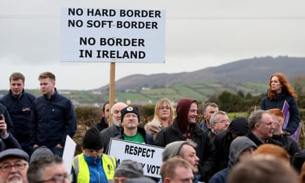 A demonstration by campaign group Border Communities Against Brexit in Newry last week.