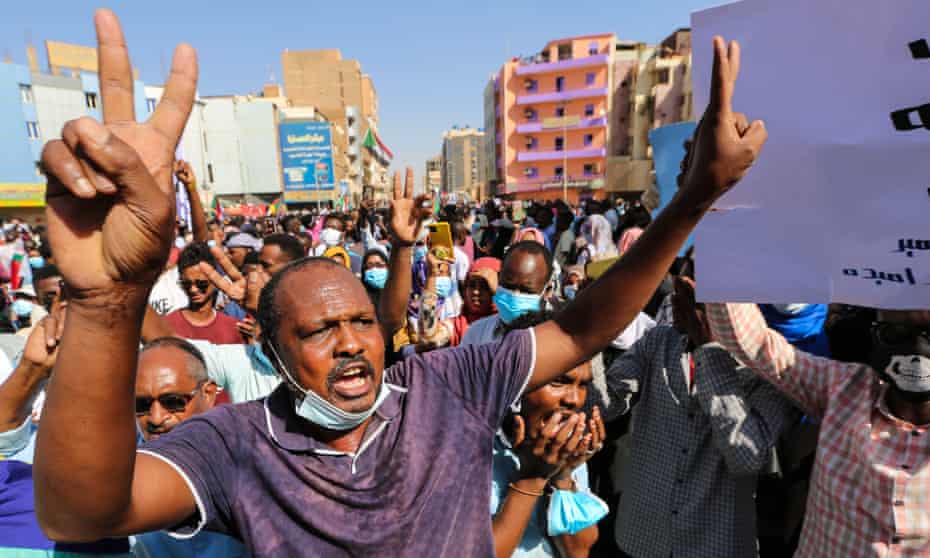 Sudanese protest against a political deal struck between Abdel Fattah al-Burhan and Abdalla Hamdok and against the military intervention in Khartoum