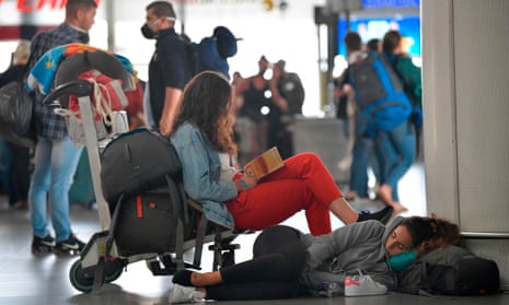 Passengers stranded at an airport in Bogota, Colombia