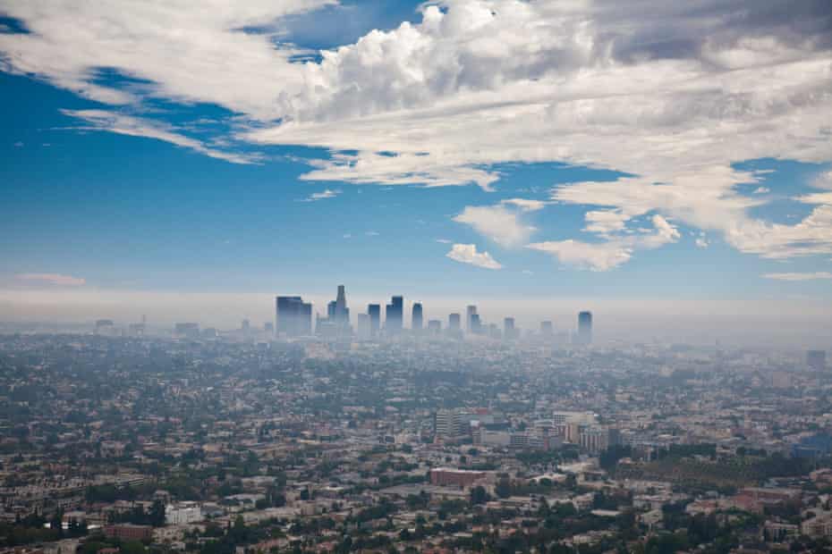 Smog blankets the Los Angeles skyline. The US return to the Paris agreement became official on Friday.
