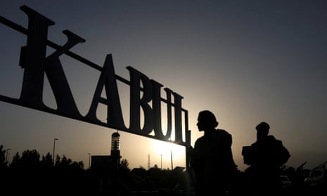 Taliban soldiers patrolling Kabul’s international airport
