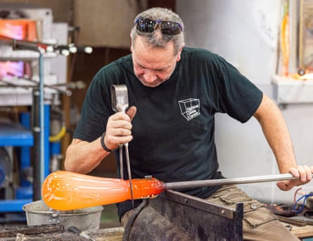 A glass-blowing demonstration at The National Glass Centre.