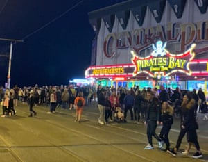 Crowds gather at Central Pier on Blackpool Prom on Saturday evening (September 19).