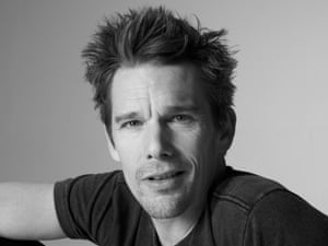 Ethan Hawke in a black t-shirt