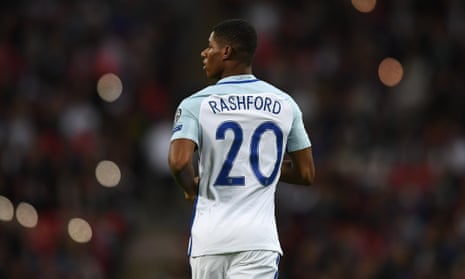 Marcus Rashford in action during the 2018 World Cup qualifier between England and Malta at Wembley Stadium in October.