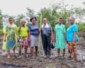 Valentine Benjamin Mangrove Restoration 11
Valentine_Benjamin_Mangrove Restoration 11: Martha Agbani, middle, poses for a photo with some of the women planters she has trained on mangrove restoration in Nigeria’s oil-producing Niger Delta Photograph: Valentine Benjamin