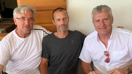 Zeljko Pavlica and Aleksander Ceferin with Davor Suker