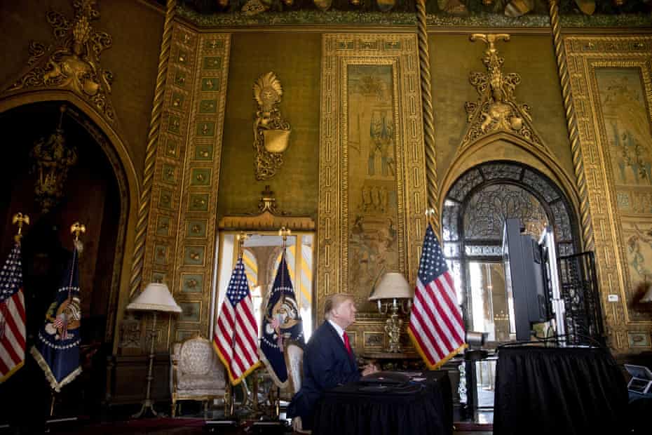 Donald TrumpPresident Donald Trump speaks during a Christmas Eve video teleconference with members of the military at his Mar-a-Lago estate in Palm Beach, Fla., Tuesday, Dec. 24, 2019. (AP Photo/Andrew Harnik)