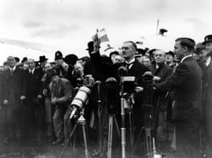 British PM Neville Chamberlain during his 1938 ‘Peace in our time’ address.