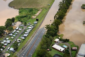 An aerial view of a road leading into the town of Gympie