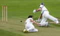 Jack White of Northamptonshire attempts to run out Yorkshire’s Adam Lyth at the County Ground.